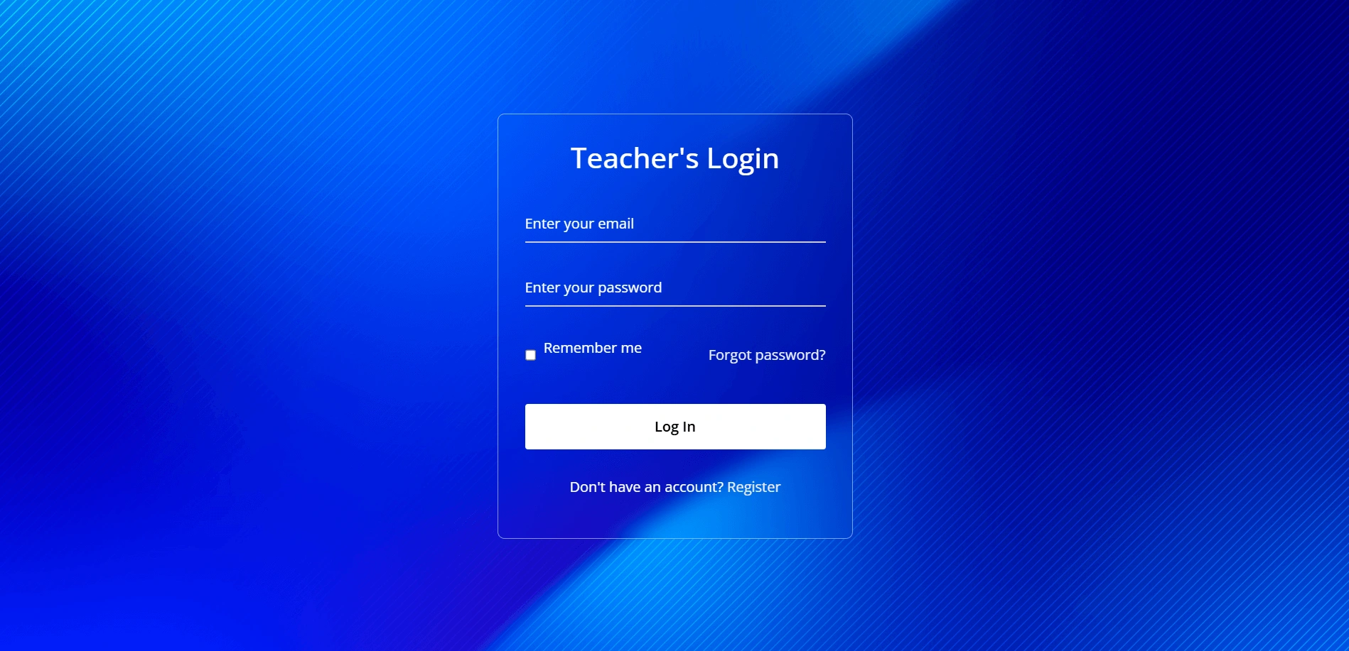 Teacher's login page